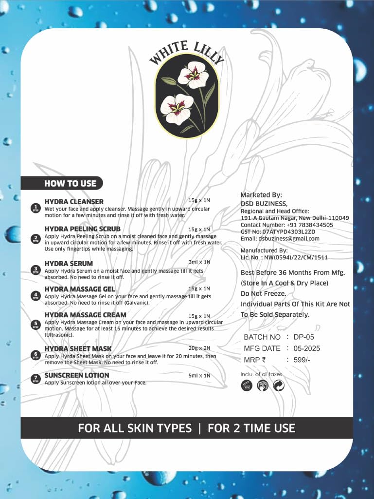 White Lilly Hydra Facial Kit – 10 Step Professional Hydration & Brightening Treatment - Image 2